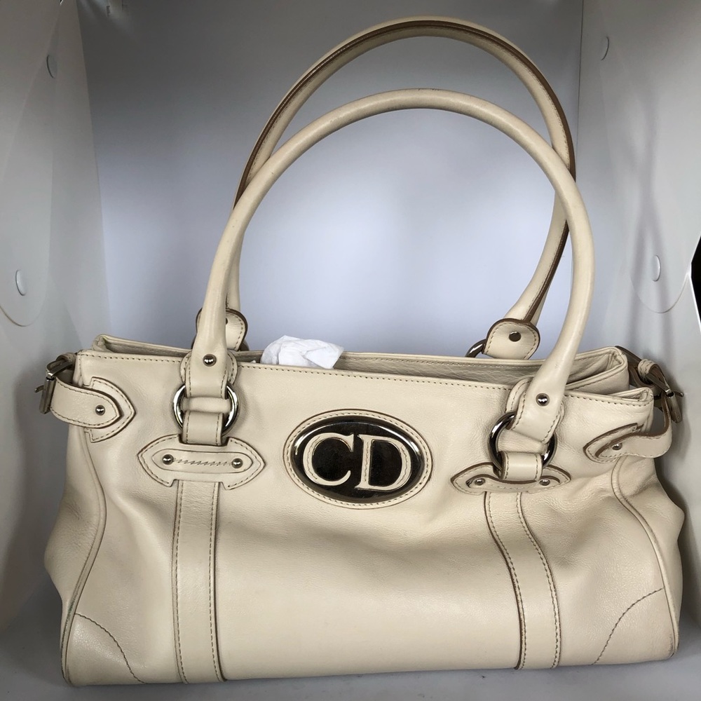 Christian Dior cream colored shoulder purse